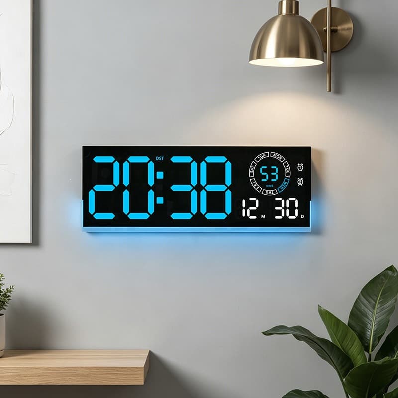 New luminous digital clock living room wall clock LED simple modern digital clock 5537 Yida time decoration