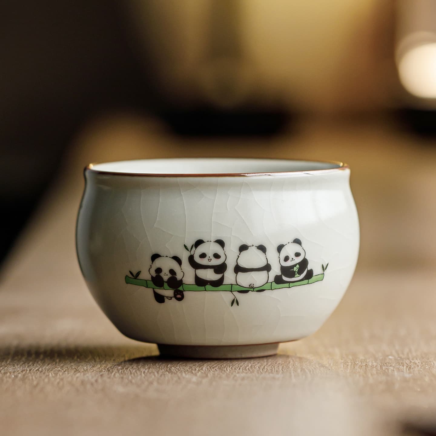 Beige Ru Kiln Feng Shui Tank Red Panda Kung Fu Tea Set Ceramic Single Cup Master Cup Household Supplies Tea Cup