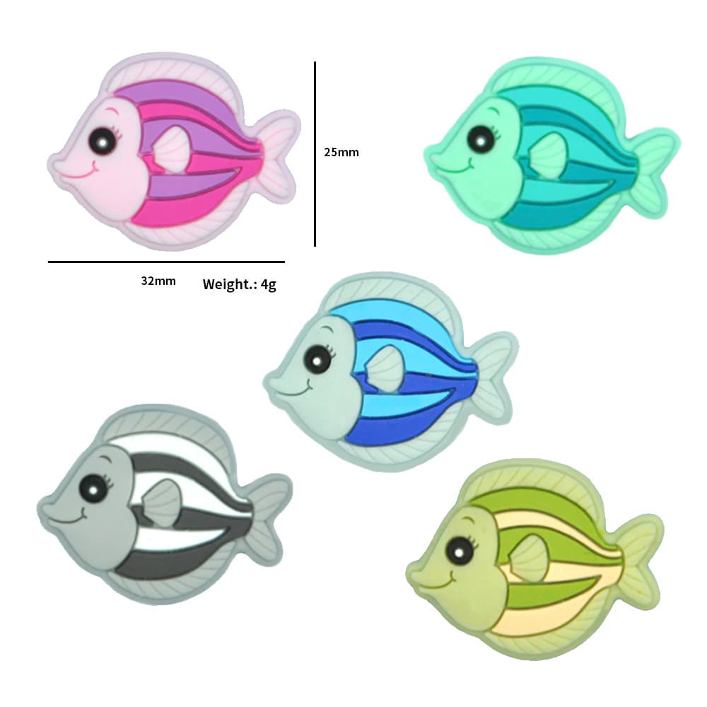 New baby products Cartoon animal fish silicone teether DIY creative baby molar teether beads accessories