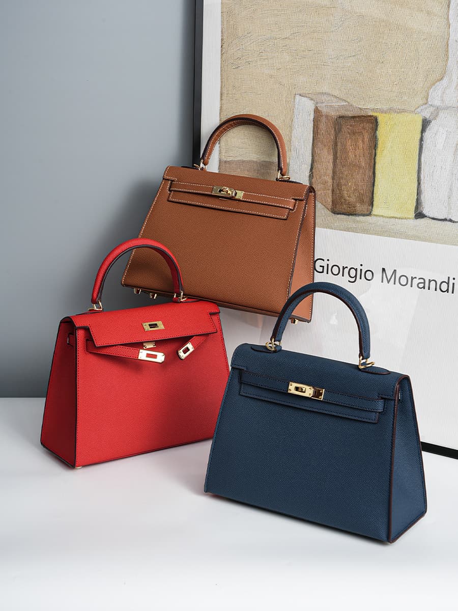 Kelly Bag Genuine Leather Designer Niche Crossbody Bag for Women Kelly Versatile Small Handbag Tote for Office Workers