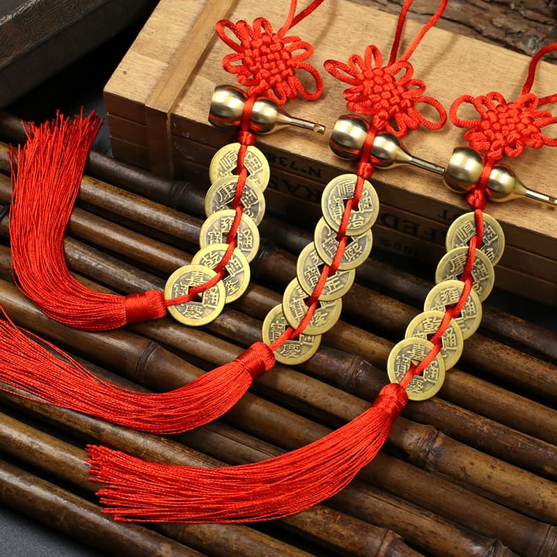 Copper gourd five emperors' money Chinese knot five emperors' money pendant door to door copper gourd pendant gourd five emperors' money wholesale