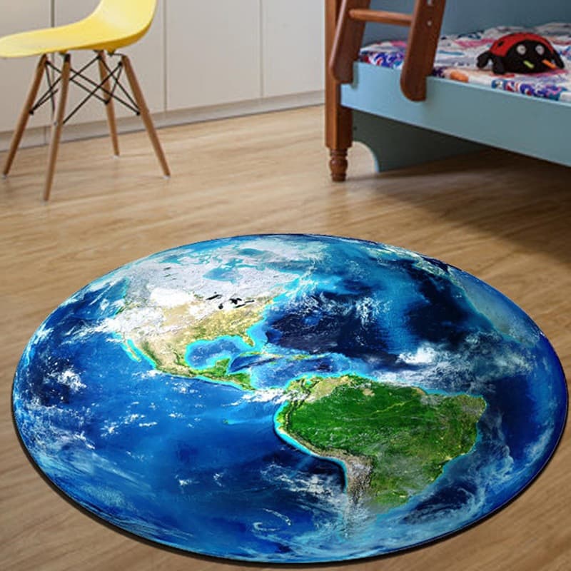 Creative earth round carpet living room sofa coffee table floor mat bedroom bedside blanket hanging basket foot mat study swivel chair mat