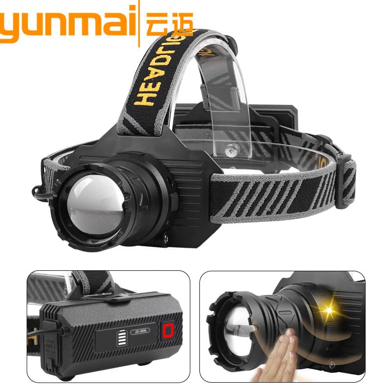 New cross-border white laser headlamp, yellow and white dual light source, zoom with output, P70 LED sensor high-intensity headlamp