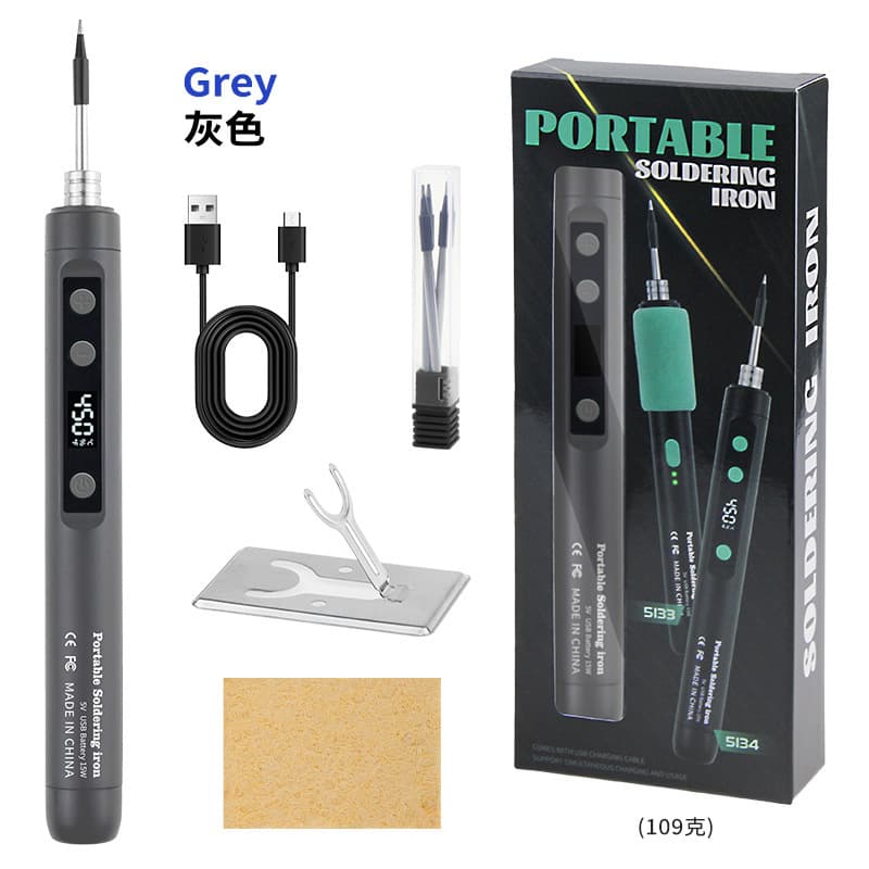 Smart Digital Display USB Mini Portable Cordless Electric Soldering Iron 5V 15W for Welding Repair