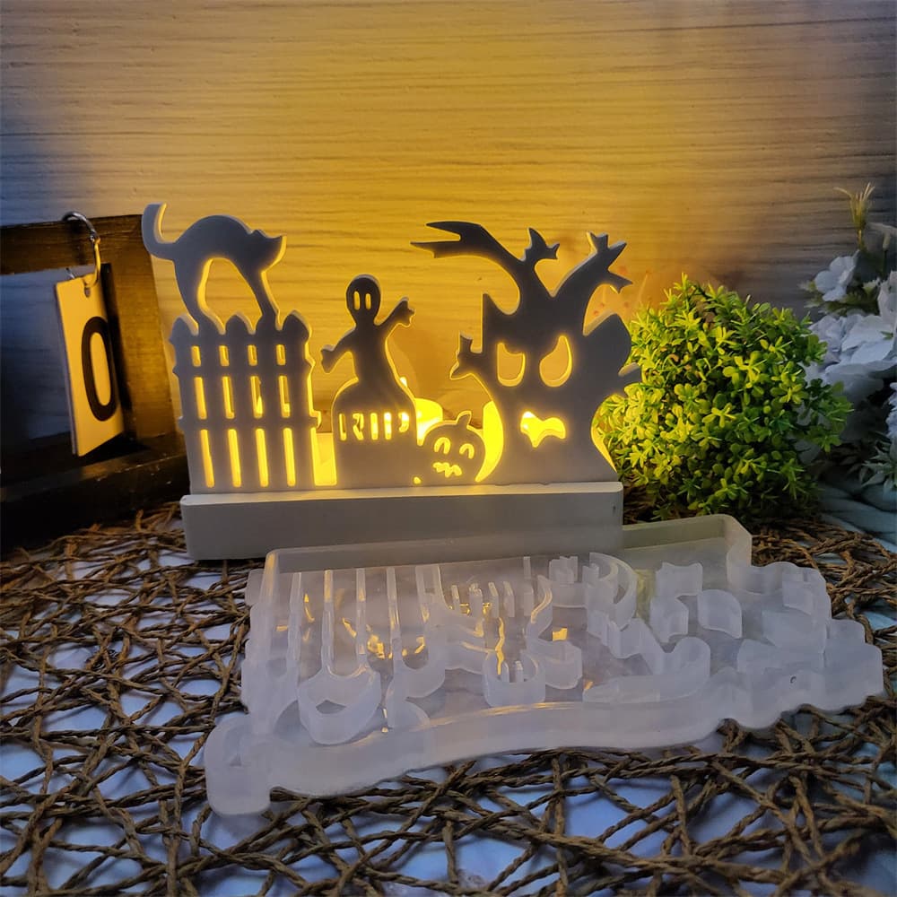 S0654R Halloween Multi-Element Horror Desktop Decoration Cement Plaster Mold DIY Silicone Mold