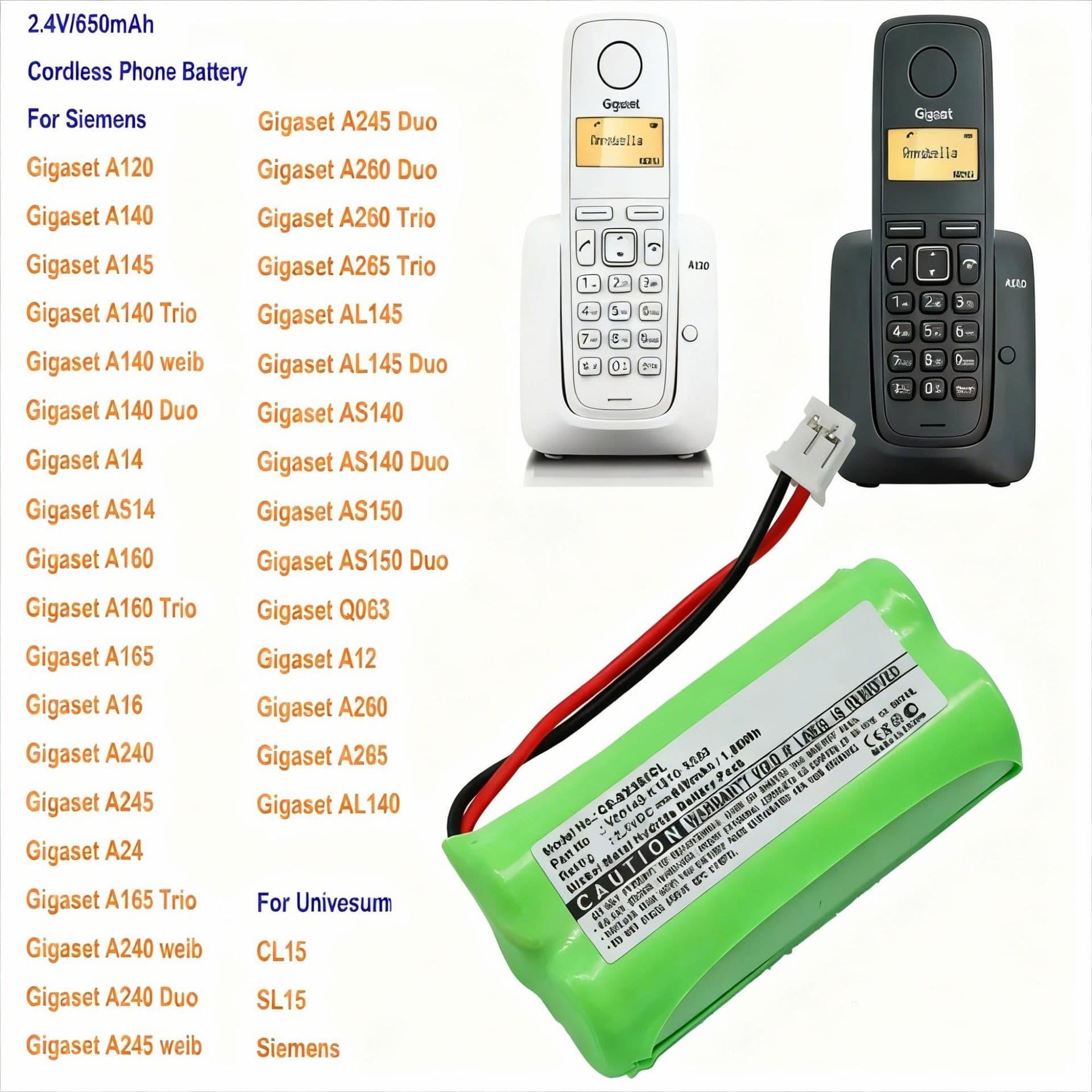 Ni-MH AAA 2.4V 650mAh Battery for Siemens Gigaset AL140 A120 Cordless Phone