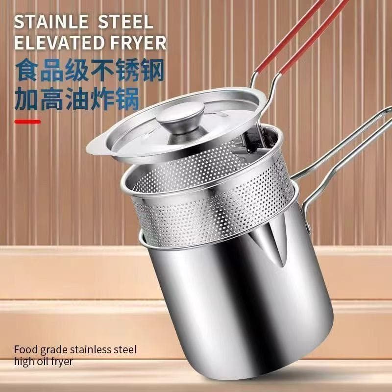 Mini Multi-Function Stainless Steel Deep Fryer with Lid for Induction Cooker And Gas Stove Universal Home Use Cooking Utensil