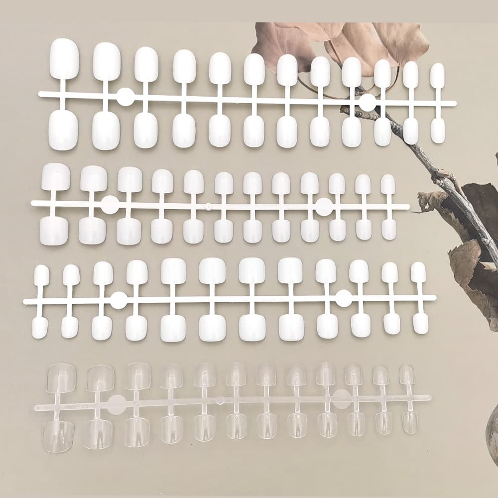 White transparent base nail art for children, DIY nail stickers, 24 pieces, detachable, factory direct supply.