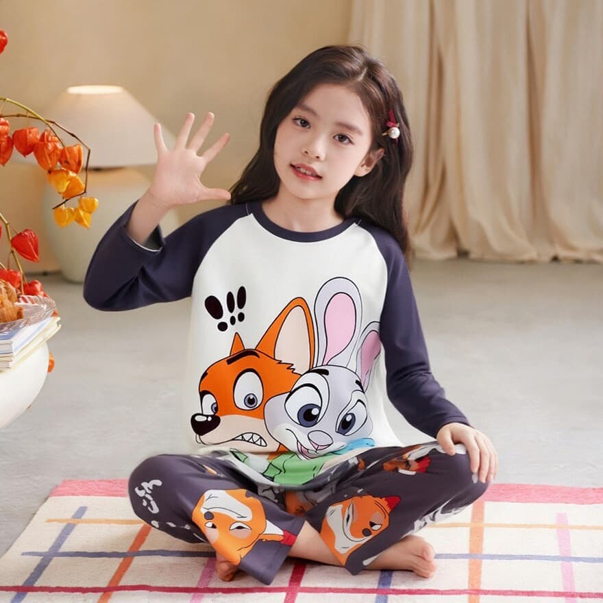 2026 Spring New Girls Pajamas Long Sleeve Long Pants Thin Set Parent-Child Big Kids Homewear Wholesale