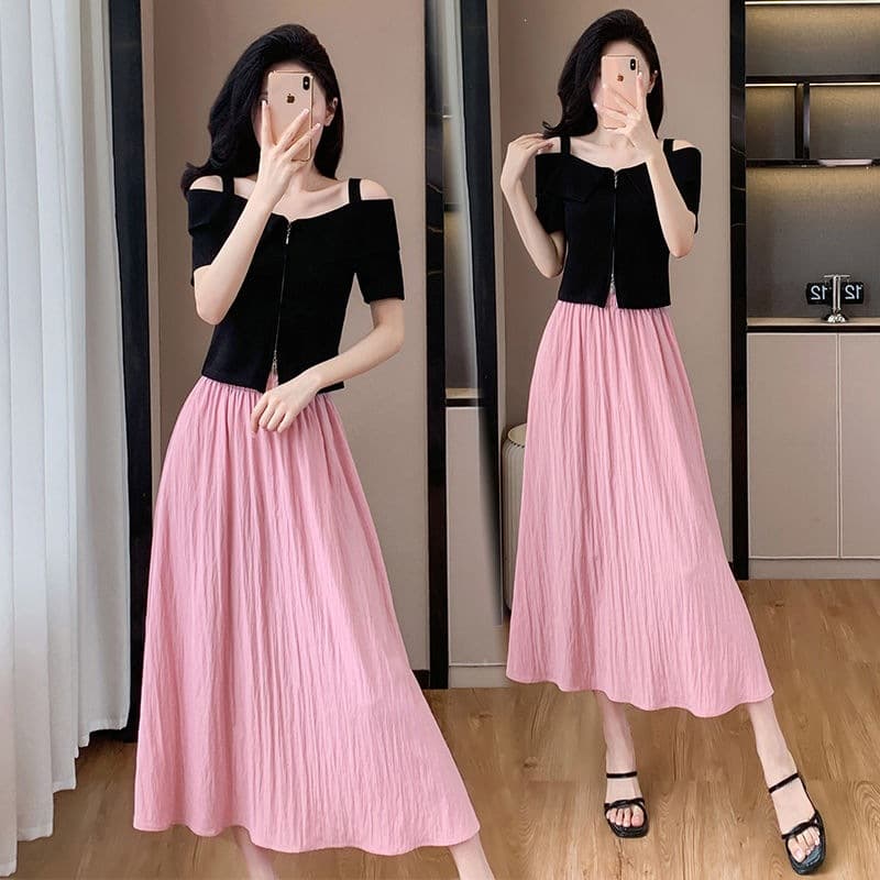 Plus Size Fashion Set 2026 Summer New Short Sleeve T-Shirt Top High Waist Skirt Slimming Single/Piece Set