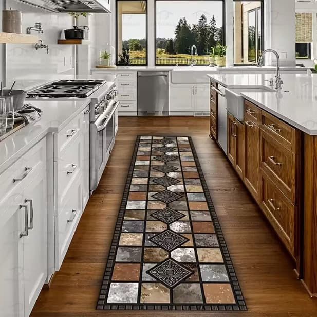 Cross-border temu hot-selling home living room corridor carpet kitchen floor mat crystal velvet stain-resistant Amazon factory wholesale