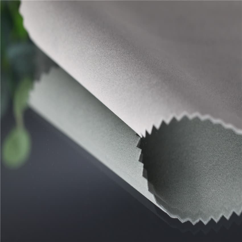 Double-sided velvet wholesale flocked fabric for luggage and jewelry packaging boxes, grey knitted velvet material, optional non-shedding velvet.