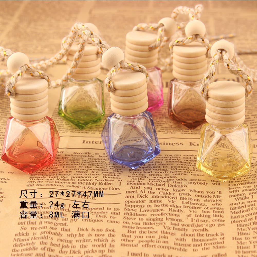8ML five-line cap diamond-shaped empty bottle, refill spray bottle, color perfume bottle, color glass bottle with LOGO