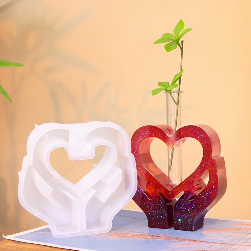 Caifu DIY Epoxy Resin Love Series Flower Vase Silicone Mold Heart-Shaped Insert Vase Branch Hydroponic Vase Decoration
