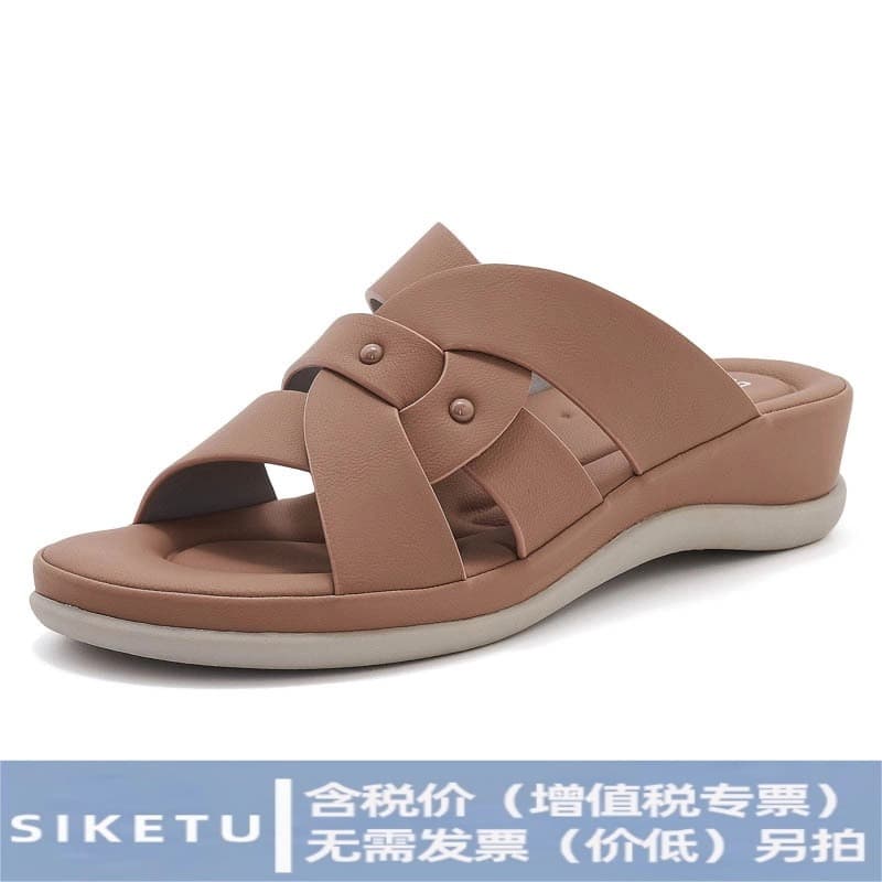2025 Spring New Casual Sandals Lightweight Anti-Slip Wedge Heel Comfortable Thick Sole Commuter Slippers for Women Drop Shipping