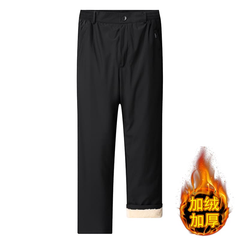 Middle-aged and Elderly Fleece-lined Thickened Cotton Pants Winter Dad Style Warm Lamb Fleece Casual Trousers