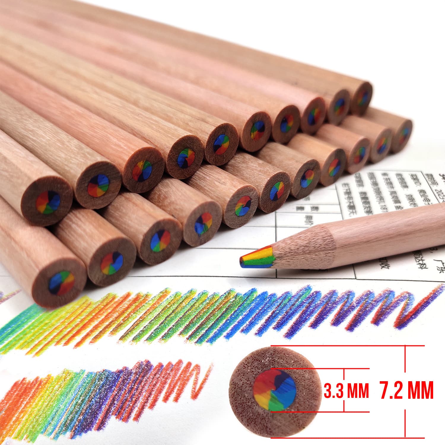Cross-border Log 7-Color Core Rainbow Pencil Multi-Color Core Gradient Color Pencil Seven-Color Creative Mixed Color Magic Colored Pencil