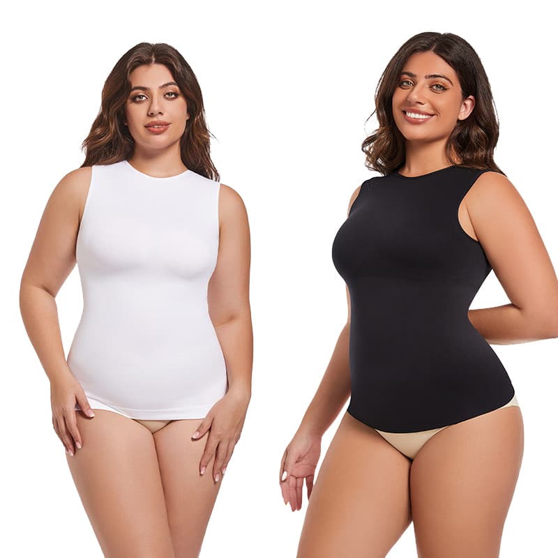 Seamless Waist Shaper Tummy Control Body Shaper Longline Hip Lift Round Neck Slim Fit Plus Size Vest Top Hot Selling in Europe and America
