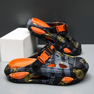Cross-border Men's Crocs Summer Cloud-like Thick Sole Sports Slippers Men's Large Size Outdoor Closed-toe Beach Sandals