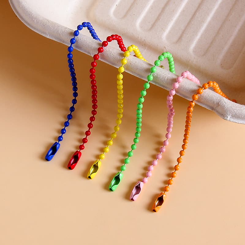 Color Enamel Bead Chain DIY Jewelry Accessories 2.4mm Metal Round Bead Chain Pendant Tag Chain Keychain Gu Ka Chain