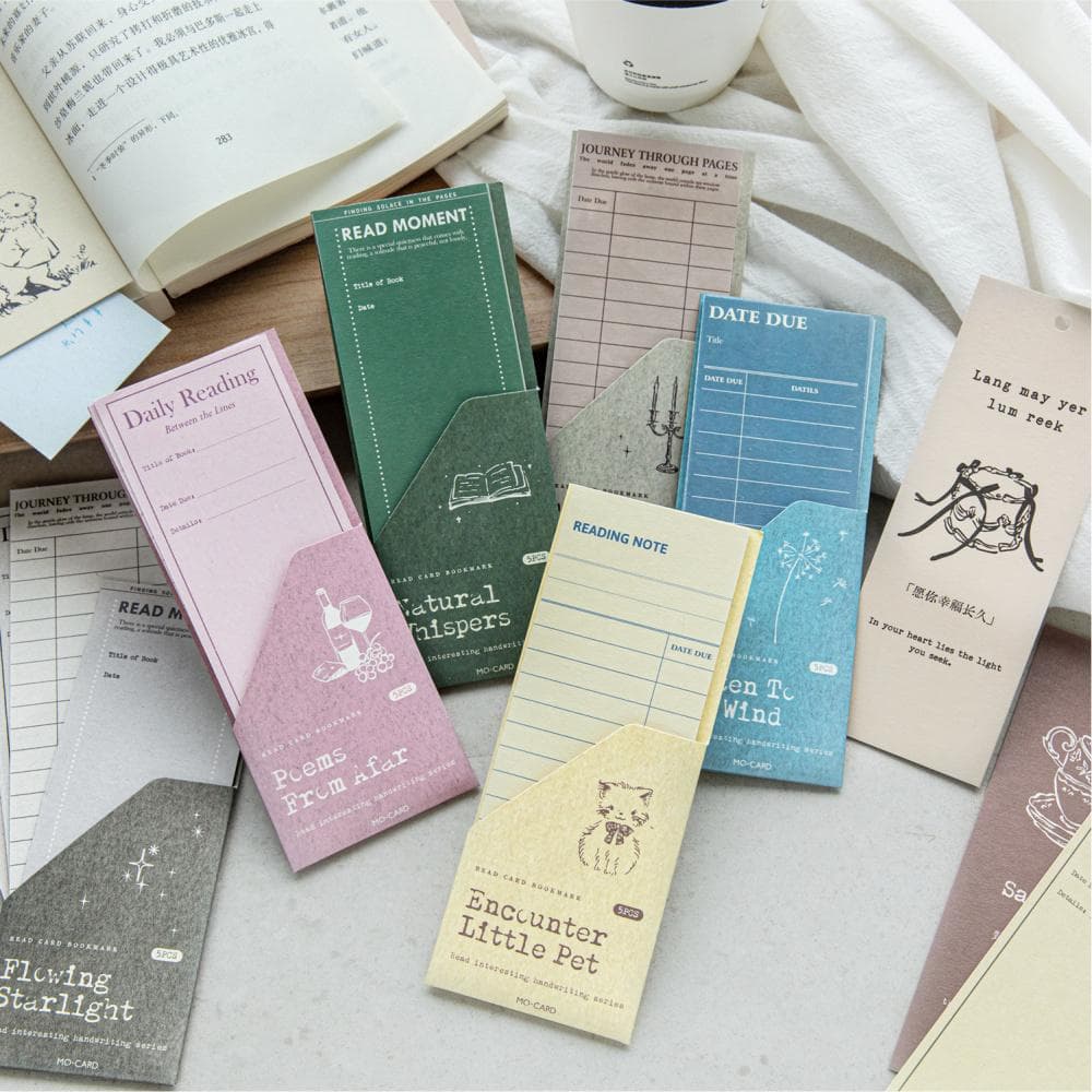 Momo Reading Card Bookmark Reading Notes Creative ins Retro Student Reading Memo Mark Book Page Clip Card