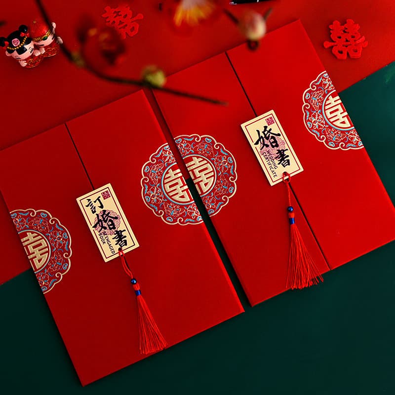 Engagement Letter Betrothal Letter Wedding Celebration Handwritten Marriage Letter Chinese Style Matte Gold Stamped Betrothal Letter Wedding Folded Marriage Letter Date Sending
