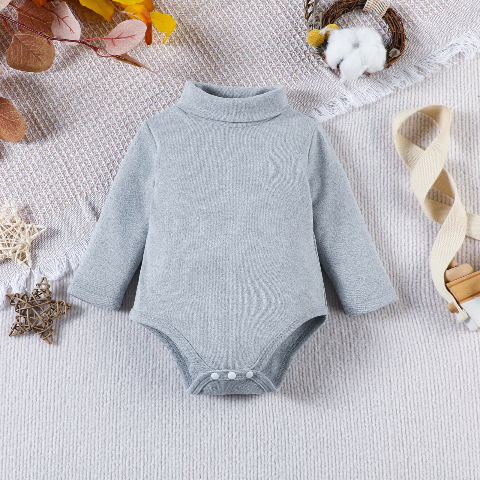 Cross-border Foreign Trade 2025 Hot Sale Baby Bodysuit Spring Autumn High Neck Triangle Romper Warm Belly Protection Comfortable Solid Color In Stock