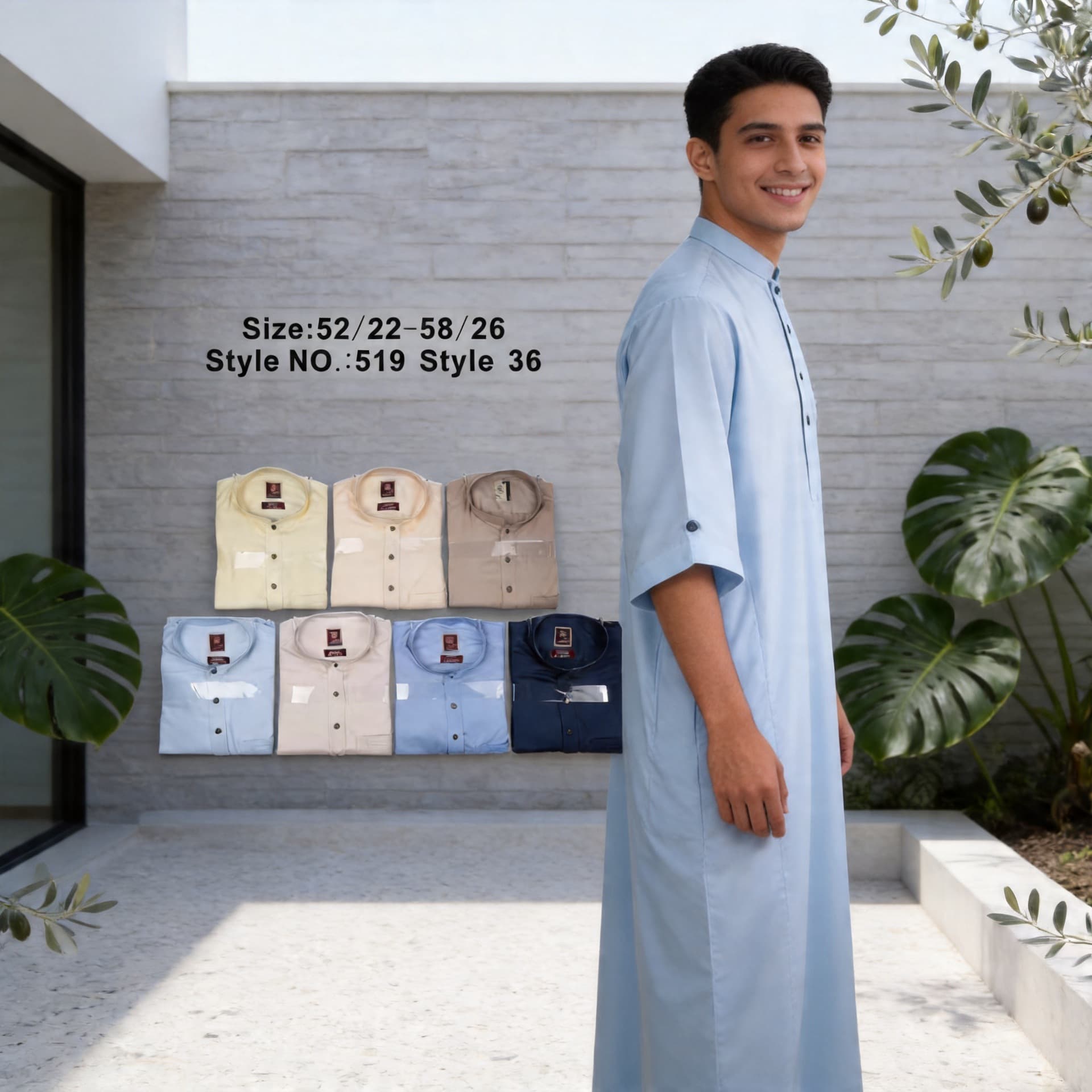 Hassan Factory New Men's Premium Stand-up Collar Arabic Robe Ethnic Business Casual Men's Wear