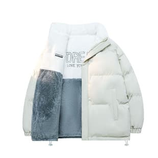Cross-border Custom Fleece-Lined Stand Collar Reversible Cotton Jacket Unisex Winter Thickened Cotton Coat Couple Style Outerwear