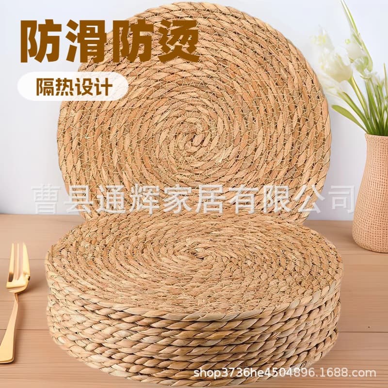 Wicker Heat Insulation Mat for Tableware, Anti-Scald Pot Pad, Bowl Mat, High-Temperature Resistant Dining Table Mat, Plate Mat, Cup Mat, Teapot and Casserole Pad