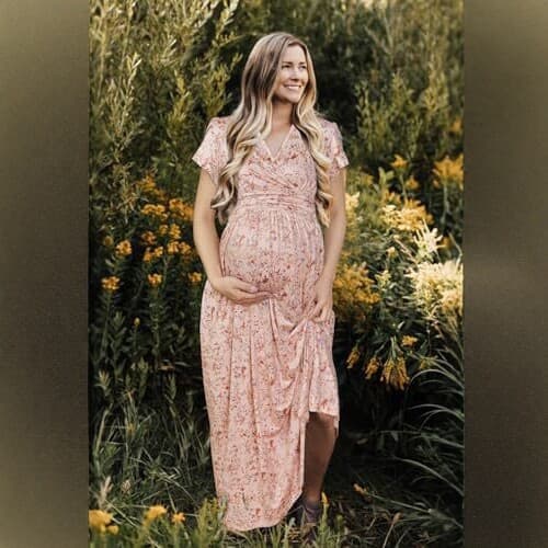 European and American Maternity Dress Summer Floral Print Long Dress Slimming Nursing Dress New Korean Style Chiffon Flowing Maternity Wear