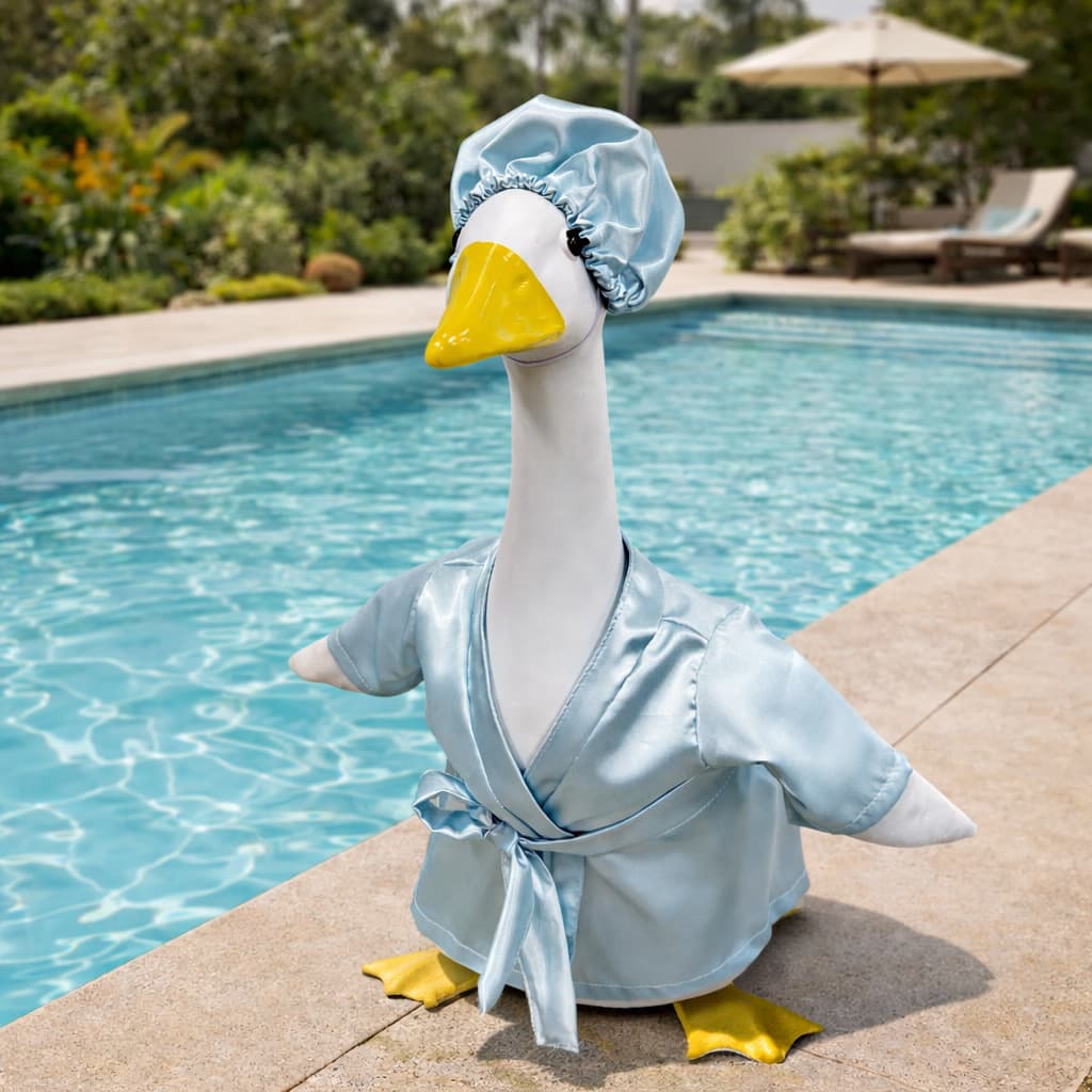 Cross-border New Porch Goose Costume Robe Spring Summer Silky Stretch Vacation Style Bathrobe Holiday Funny Garden Outfit