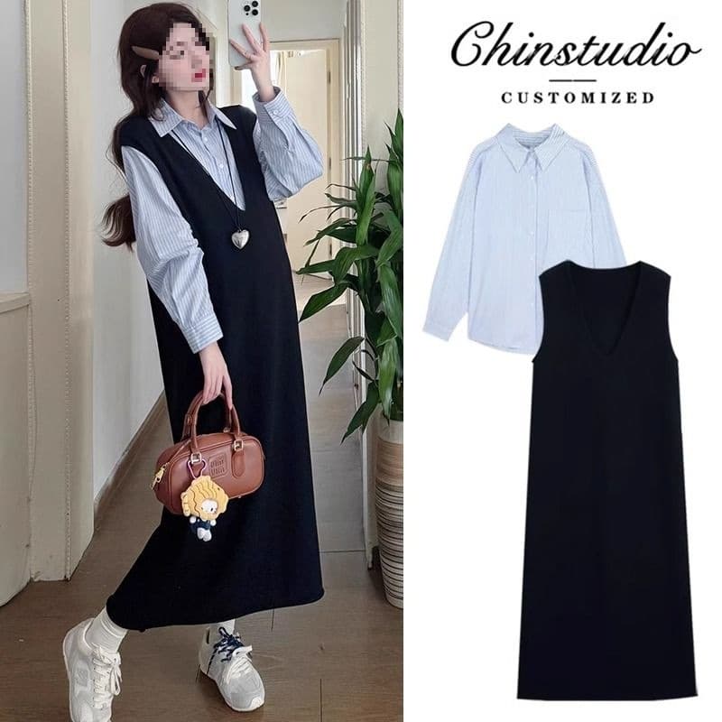 Spring and Autumn 2025 Fashionable New Style Suits Skirts Shirts Tops Clothes Fashionable Spring Dresses Pregnant Women