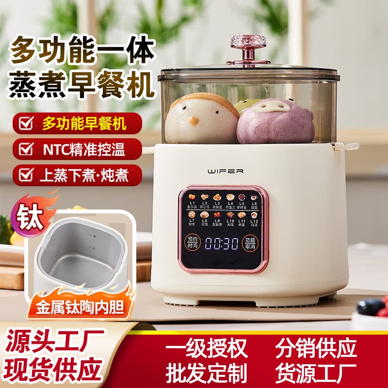 Good Lady Multifunctional Egg Cooker, Breakfast Maker with Pot, Steamer, Hot Pot, and Elevated Hot Spring Egg Feature