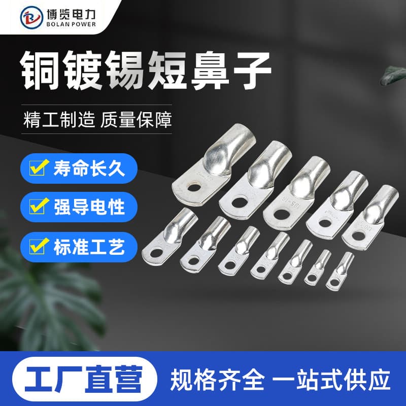 JG Tinned National Standard Thickened Short Copper Lug 16mm² Marine Cable Lug Wire Cold Press Connector Terminal