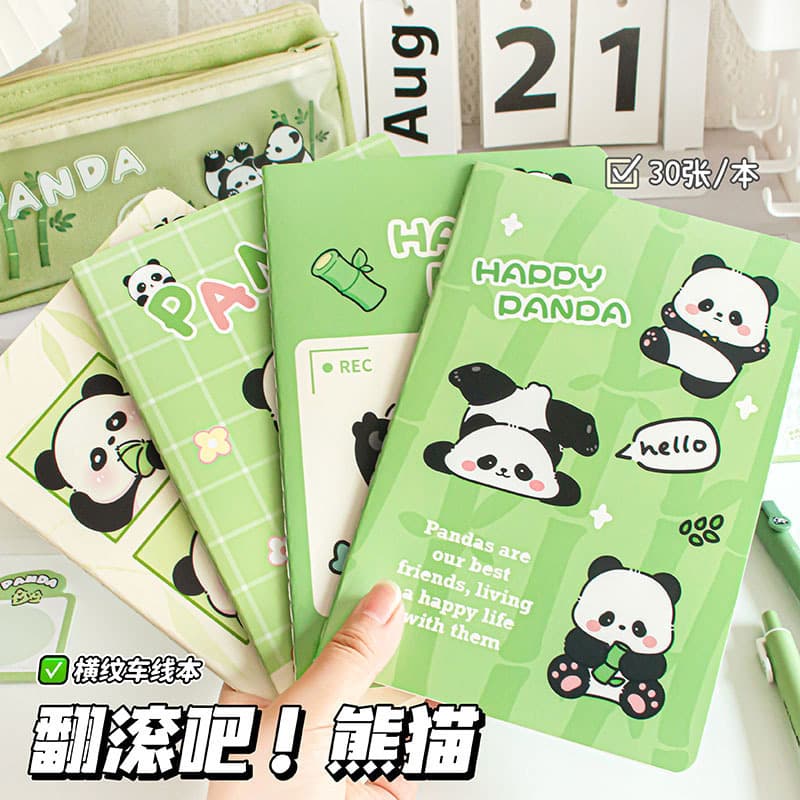 Cute Cartoon Panda A5 Lined Notebook High-Aesthetic Journal Notebook Student School Supplies Softcover Notebook