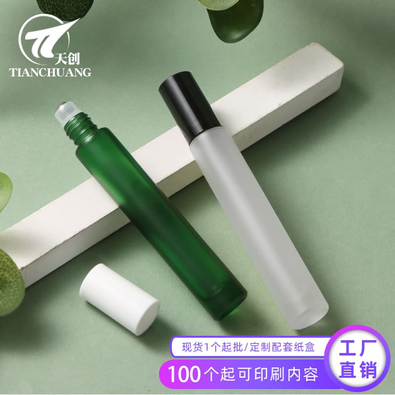 In Stock 10ml Cylindrical Rollerball Refillable Glass Empty Bottle Cosmetic Bottle Packaging Essential Oil Bottle Rollerball Serum Packaging