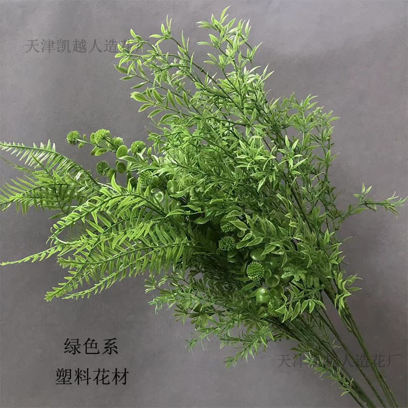 Green Artificial Forest-Style Flowers Simple Home Living Room Decoration Greenery Wedding Foliage Fake Plants Soft Decor Silk Flowers