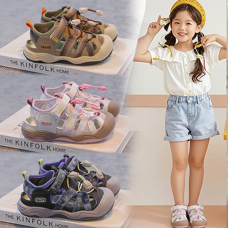 Children's Sandals Girls 3-6-12 Years Summer Shoes Breathable Hollow Toe Cap Water Shoes Wholesale Boys Sports Sandals