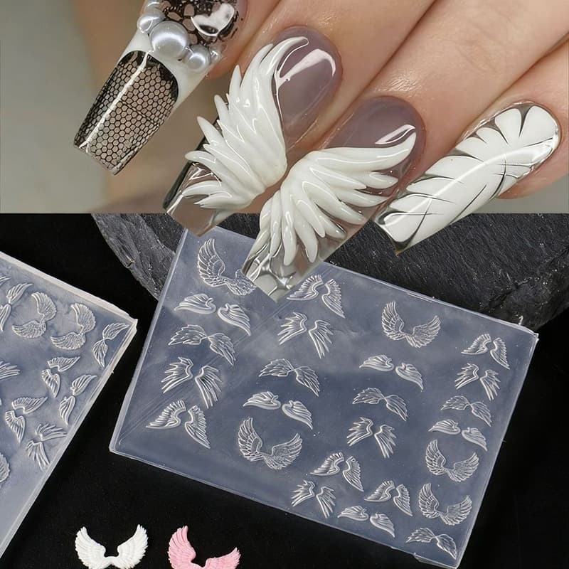 Wing Feather Mold Nail Decoration DK Butterfly Card Collaboration TiAmo Plaster Wing Silicone Nail Art Tool