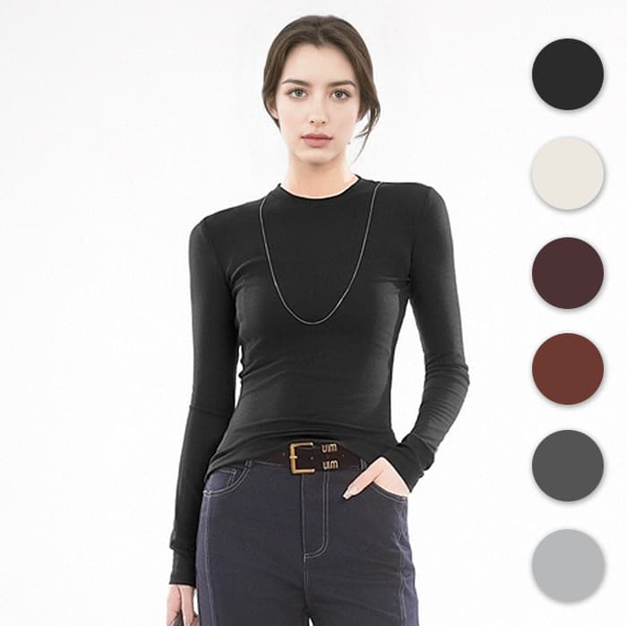 0223 Round Neck Knitted Base Shirt for Women, Versatile and Slim-Fitting, Suitable for Autumn and Winter, Wool-Like Cotton Feel, Gentle Style, Basic Top