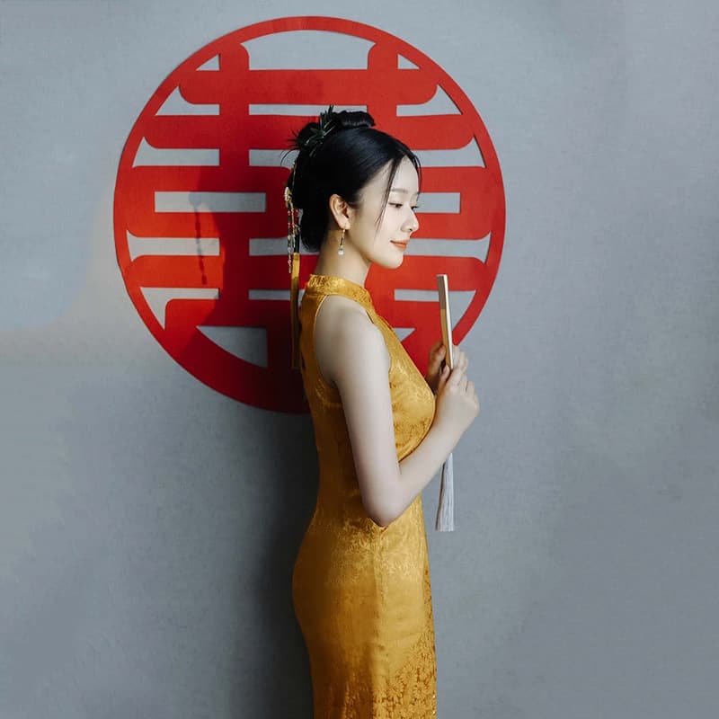New Chinese Cheongsam Toast Dress Chinese Style Morning Dress Yellow Dress Bride Wedding Engagement Banquet Dress Autumn