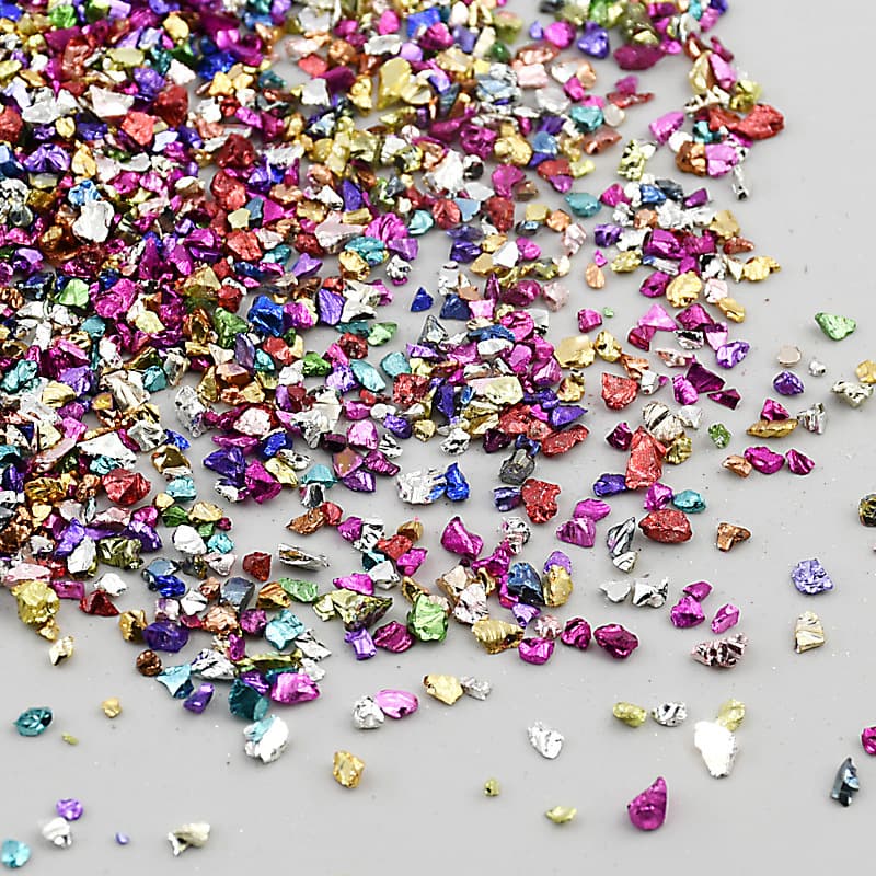 Small particle nail art broken diamonds irregular color plated broken stone nails wearable nails diy glass diamond decoration Yiwu nail art diamonds