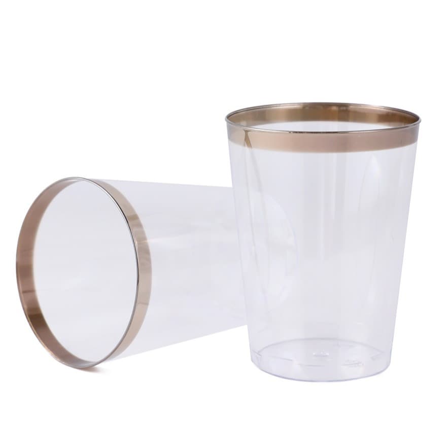 10OZ disposable water cup Phnom rim aviation cup 300ML disposable beverage party tableware electroplated silver rim