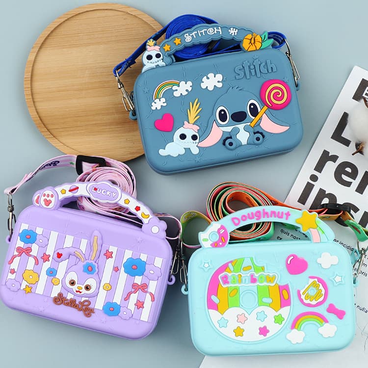 Cartoon Handbag Children's Crossbody Bag Cute Mini Bag Women High-End Silicone Coin Purse Headphone Storage