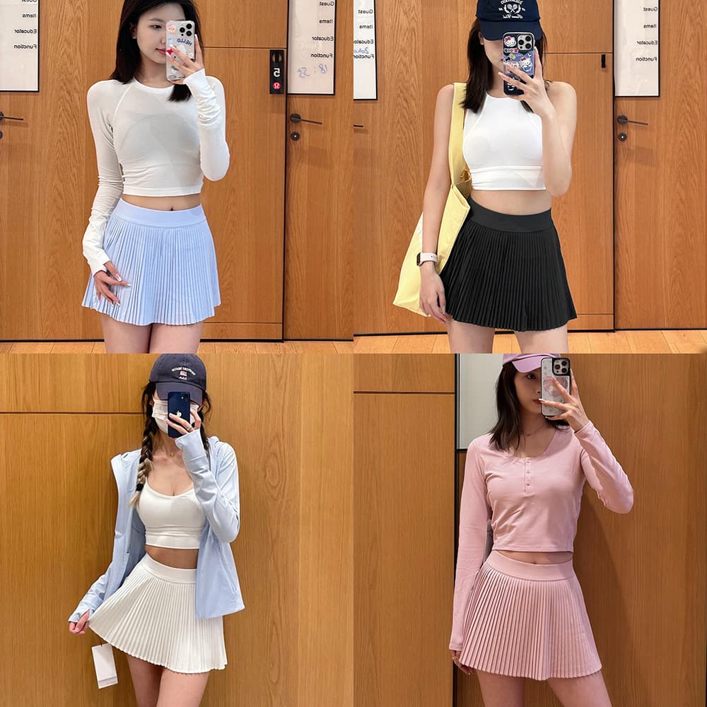 In Stock! Varsity High-Waist Pleated Skirt - Slim Fit Quick-Dry Tennis Skirt, Accordion A-Line Skirt