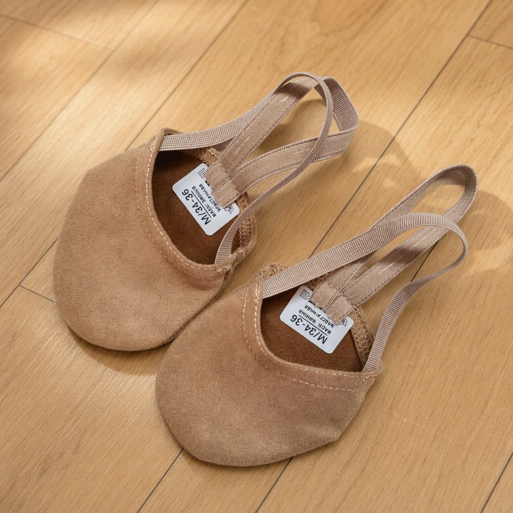Belly dance shoes, gymnastics toe shoes, soft-soled dance half-palm shoes, rhythmic adult and children's anti-velvet elastic surface performance shoes