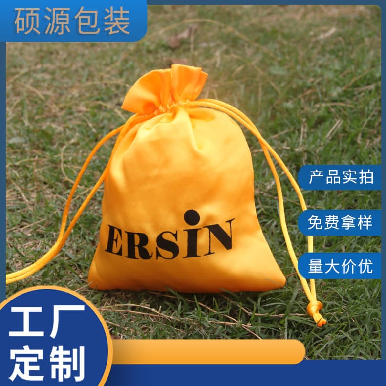 Factory supply satin drawstring bag, imitation silk wig accessory storage bag, customizable logo soft silk fabric pouch