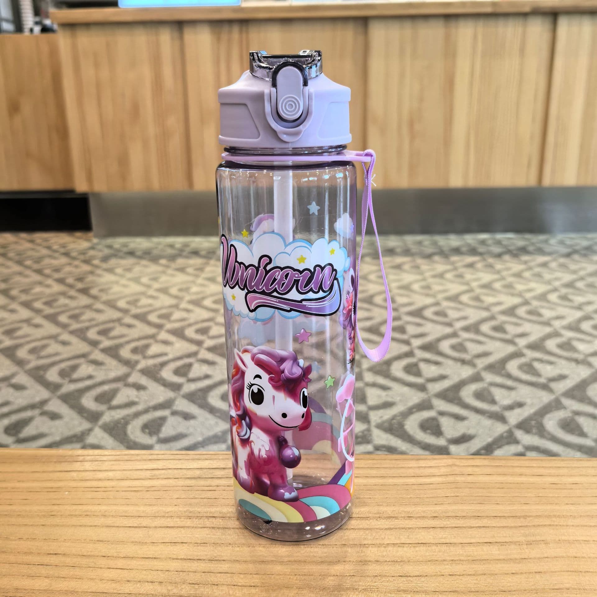 New Cartoon Pony Kids Water Cup Transparent Strap Portable Space Cup Cross-Border E-commerce Straw Plastic Cup