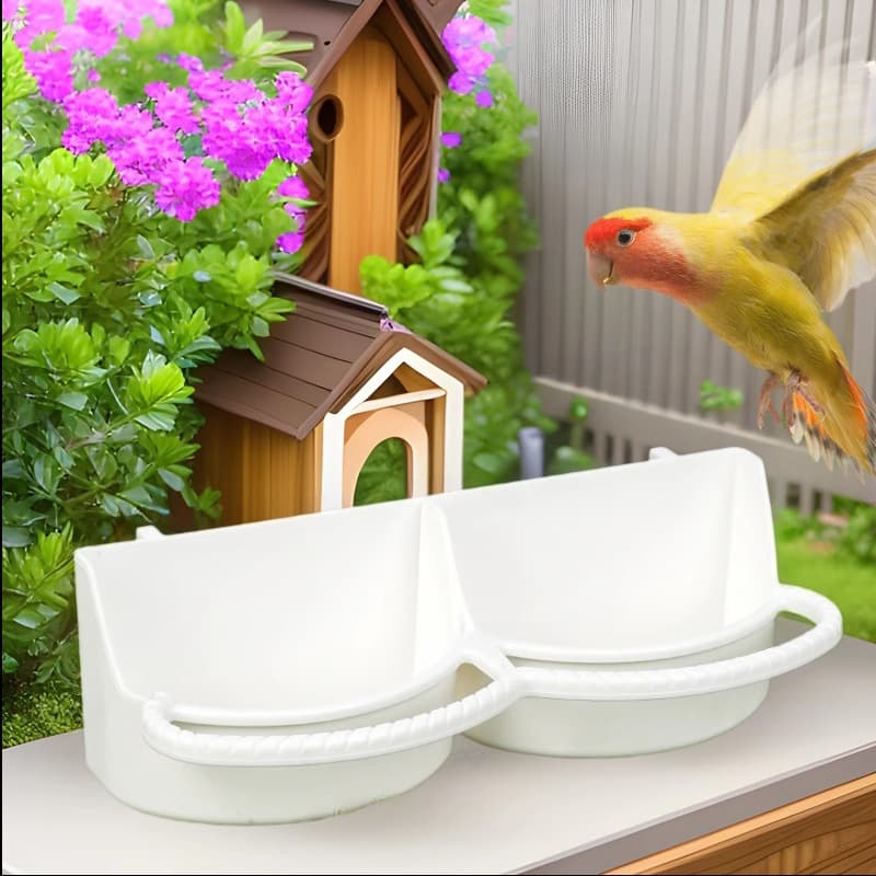 Pigeon Trough Double-cell Bird Food Box Water Box Feed Trough Plastic Inner Bird Feeder Pigeon Supplies and Appliances